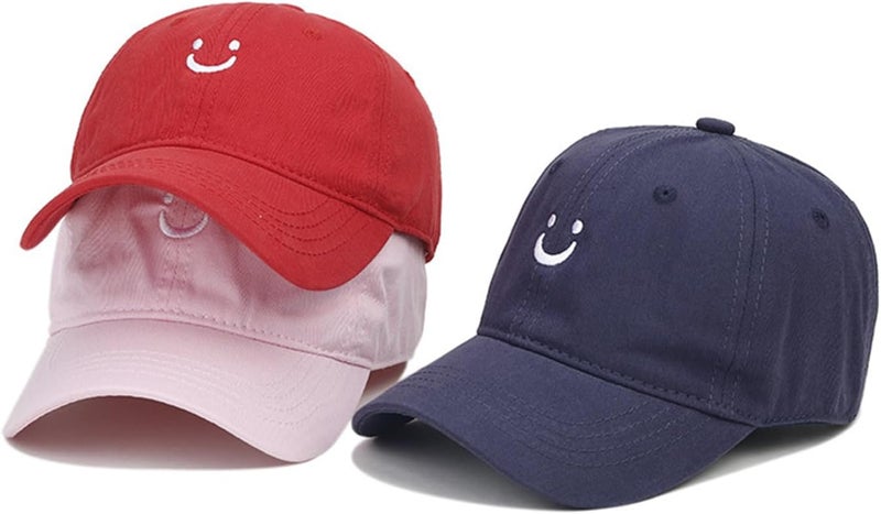 Umeepar Kids Smile Face Baseball Cap Adjustable Low Profile Unstructured Cotton Sun Hat Visor for 3-7 Yrs Boys Girls - Image 3